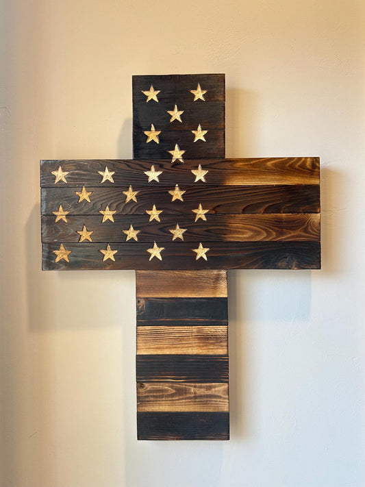 Handmade Wooden Flag Cross