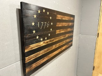 Handcrafted Betsy Ross Burned Wooden Flag — Rustic, Historic, One‑of‑a‑Kind