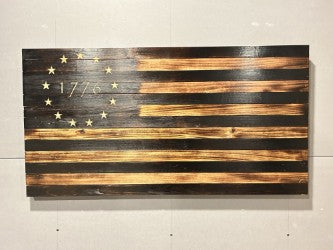 Handcrafted Betsy Ross Burned Wooden Flag — Rustic, Historic, One‑of‑a‑Kind