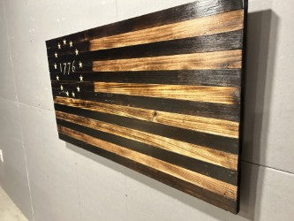 Handcrafted Betsy Ross Burned Wooden Flag — Rustic, Historic, One‑of‑a‑Kind