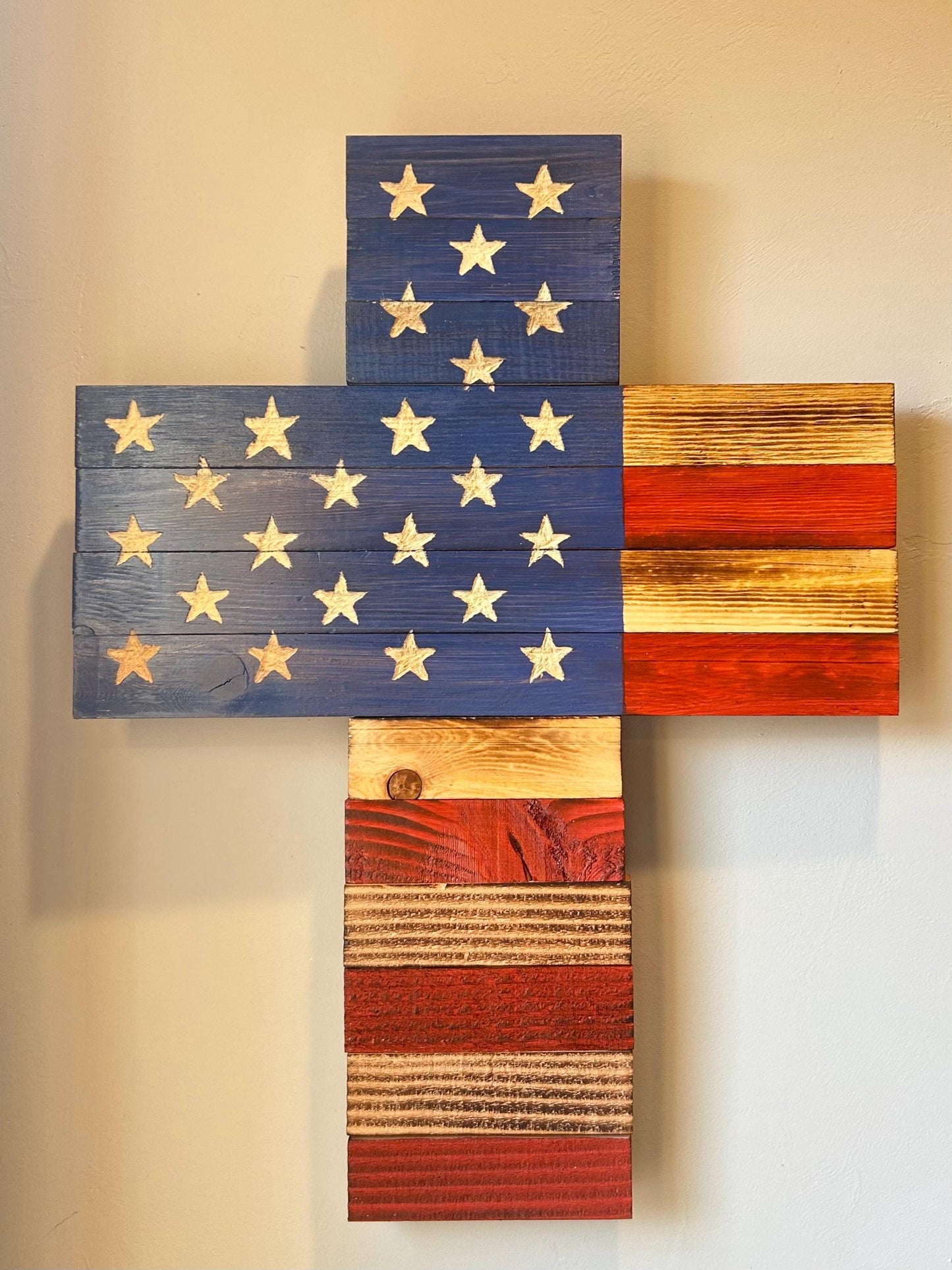 Handmade Wooden Flag Cross