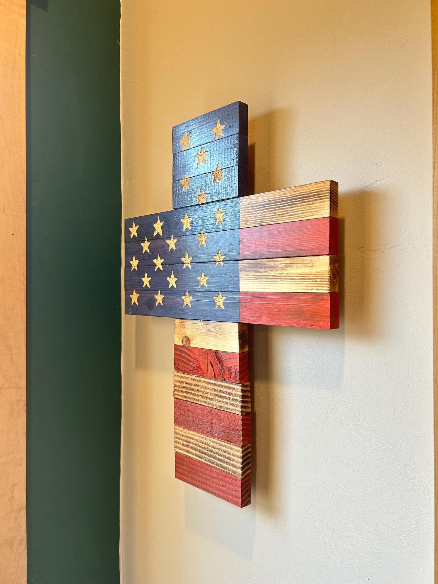 Handmade Wooden Flag Cross
